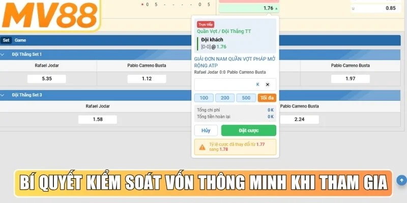 Bí quyết kiểm soát vốn thông minh khi tham gia soi kèo quần vợt
